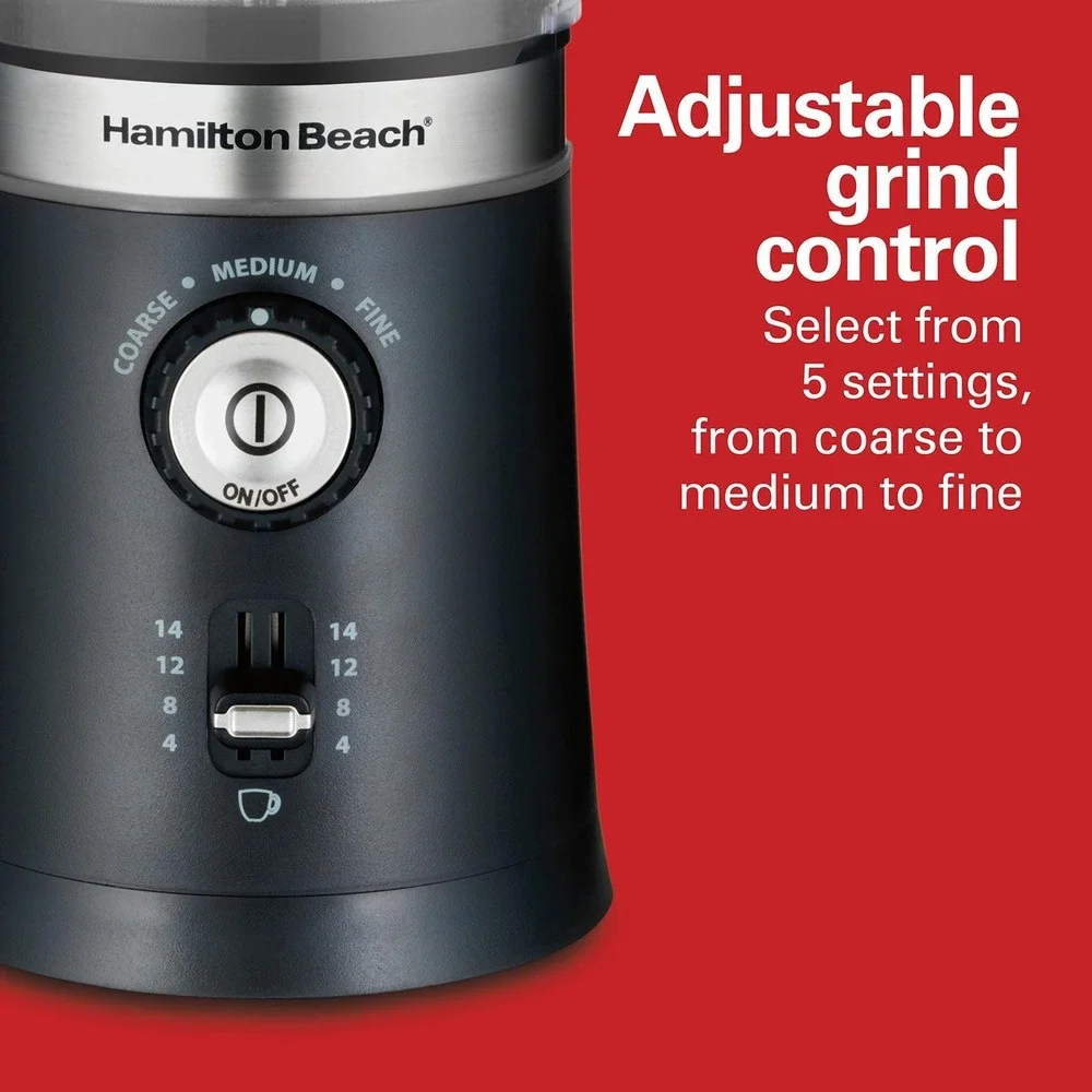 Hamilton Beach Coffee Grinder Custom Grind Black New Open Box 80393FG 14 Cup